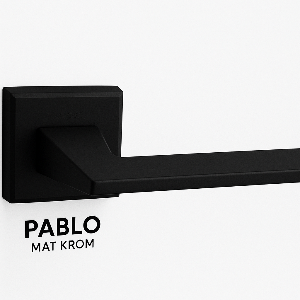 ARPAT PABLO MAT SİYAH İTALYAN KARE ROZETLİ ALÜMİNYUM WC KAPI KOLU TAKIM