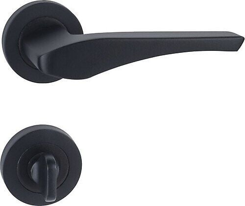 ARPAT MODA MAT SİYAH İTALYAN KARE ROZETLİ ALÜMİNYUM WC KAPI KOLU TAKIM