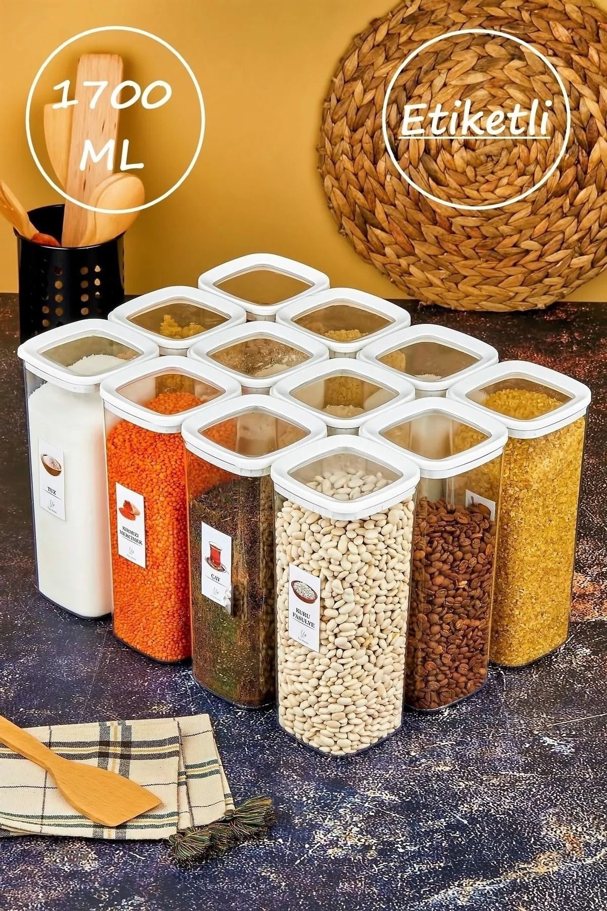 Lossa Vakum Kapaklı  Erzak Saklama Kabı Seti 12'li  (1700ML*12)