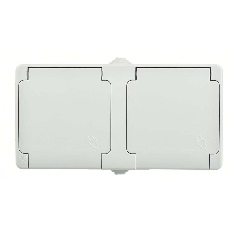 Günsan Fantasy Gri Kapaklı İkili Grup Priz (Topraklı Priz + Topraklı Priz)