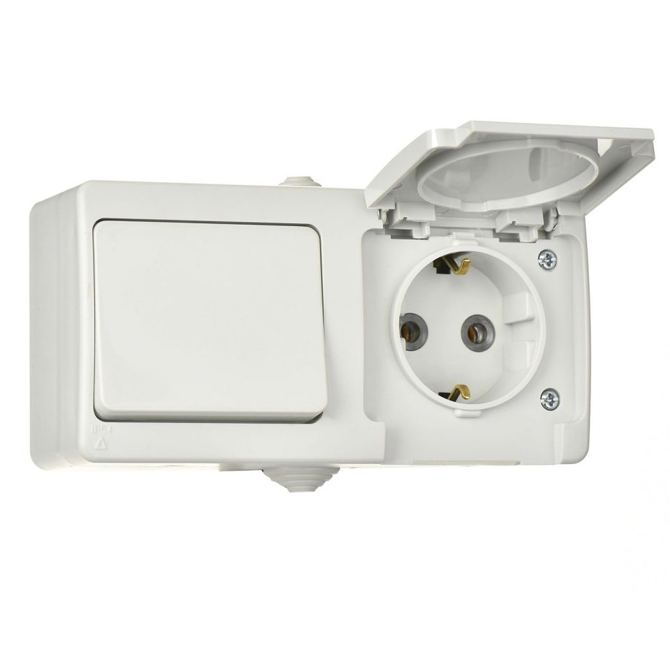 Günsan Fantasy Gri İkili Grup Priz (Anahtar + Kapaklı Topraklı Priz)