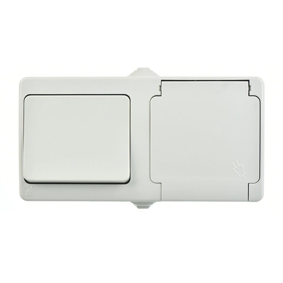 Günsan Fantasy Gri İkili Grup Priz (Anahtar + Kapaklı Topraklı Priz)