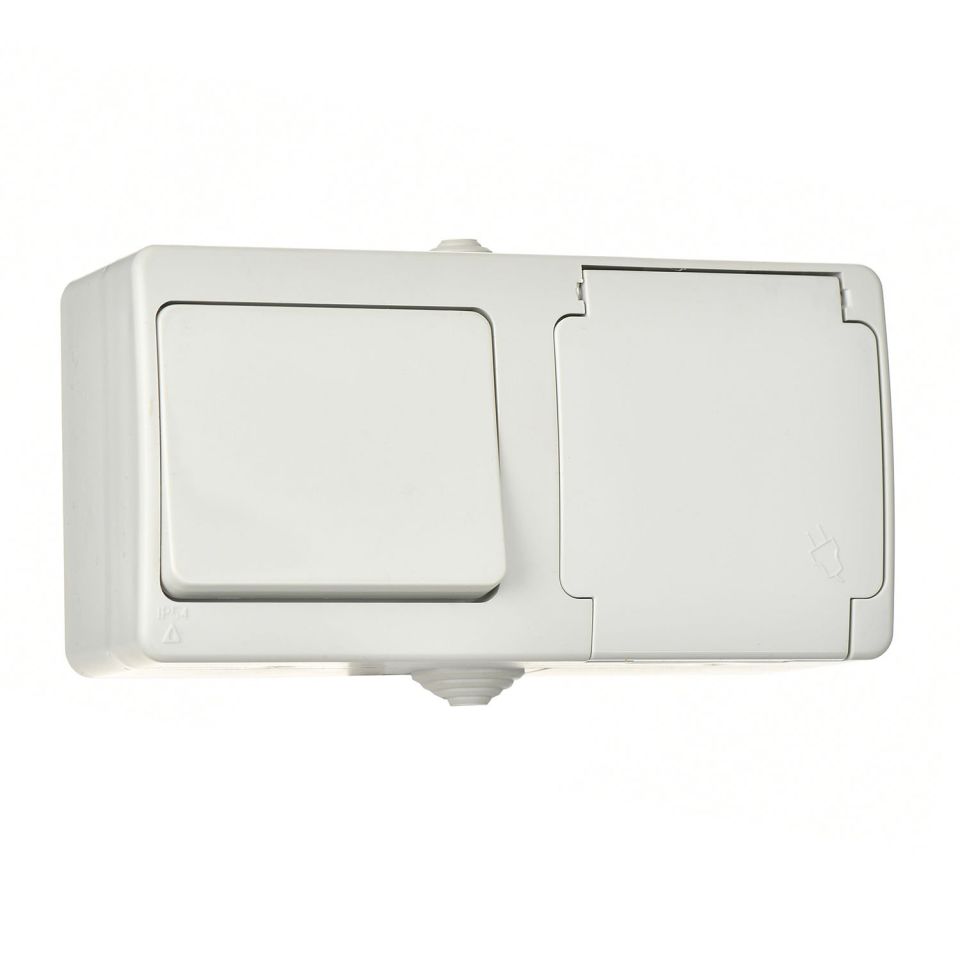 Günsan Fantasy Gri İkili Grup Priz (Anahtar + Kapaklı Topraklı Priz)