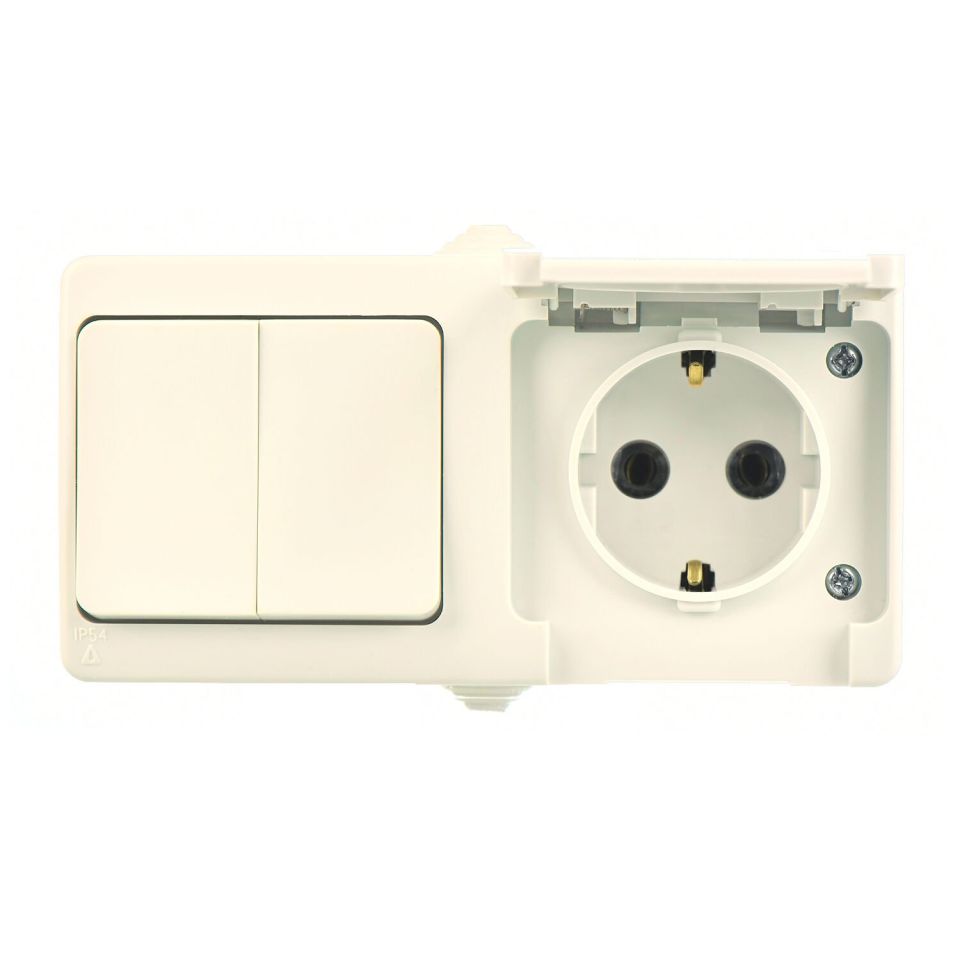 Günsan Fantasy Krem İkili Grup Priz (Komütatör + Kapaklı Topraklı Priz)