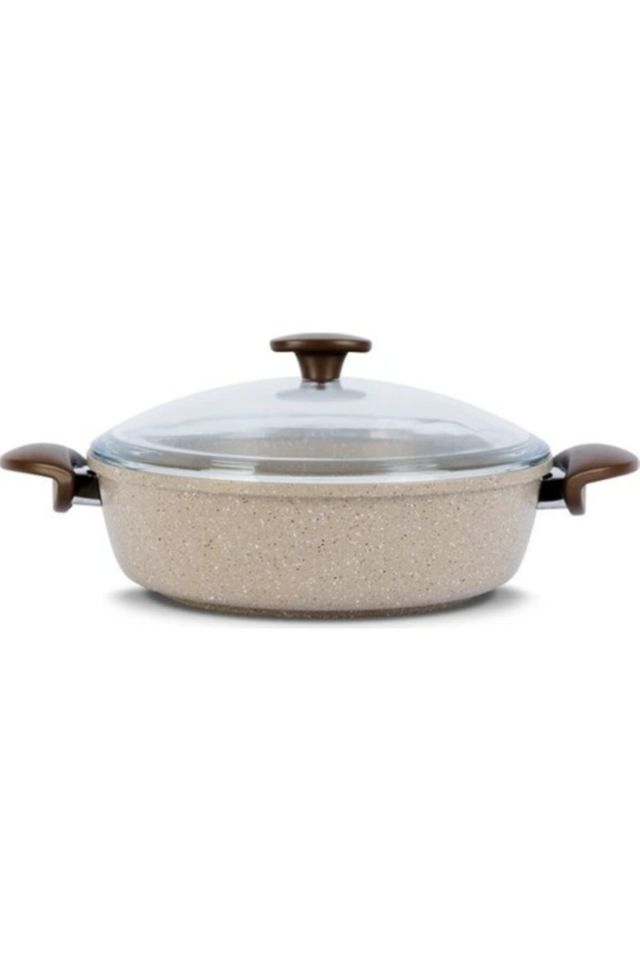 Love Alüminyum Döküm 32 Cm Basık Tenceresi / Vizon