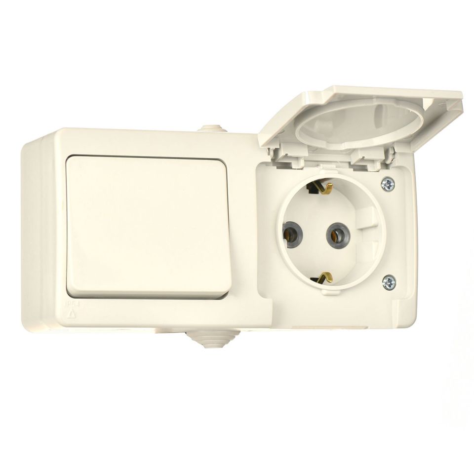 Günsan Fantasy Krem İkili Grup Priz (Anahtar + Kapaklı Topraklı Priz)