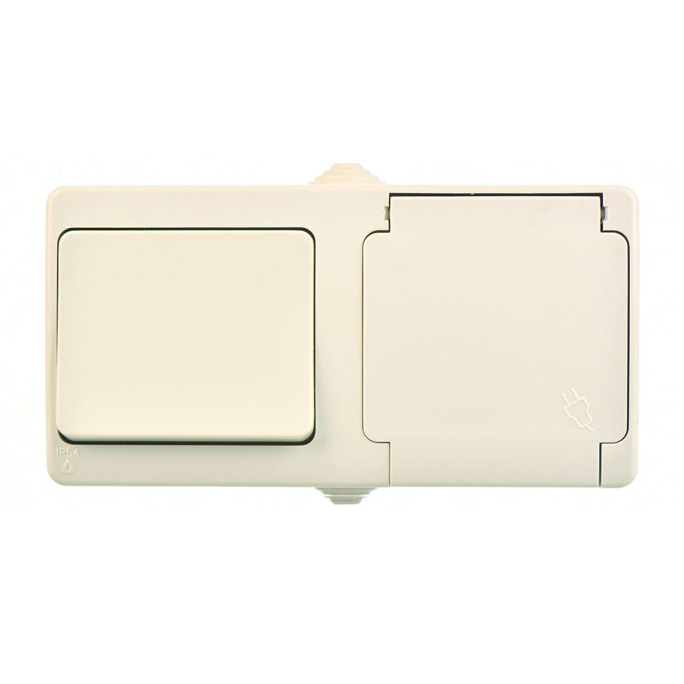 Günsan Fantasy Krem İkili Grup Priz (Anahtar + Kapaklı Topraklı Priz)