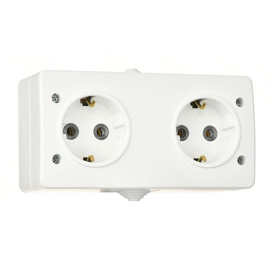 Günsan Fantasy Beyaz Kapaksız İkili Grup Priz (Topraklı Priz + Topraklı Priz)