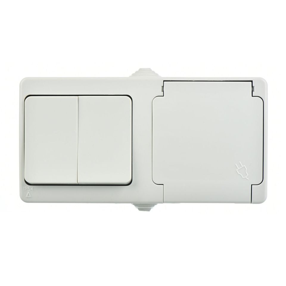 Günsan Fantasy Beyaz İkili Grup Priz (Komütatör + Kapaklı Topraklı Priz)