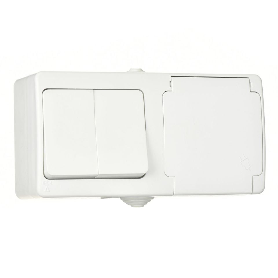 Günsan Fantasy Beyaz İkili Grup Priz (Komütatör + Kapaklı Topraklı Priz)