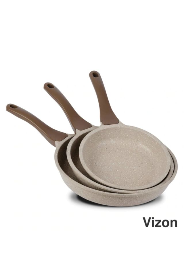 3'lü Tava Seti Gri 20 Cm 24 Cm 28 Cm