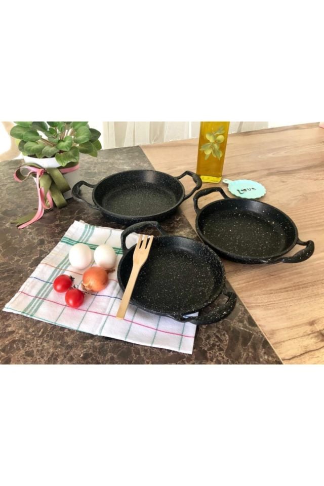 Elit Mutfak Döküm Granit Sahan Takımı 18cm/20cm/22cm