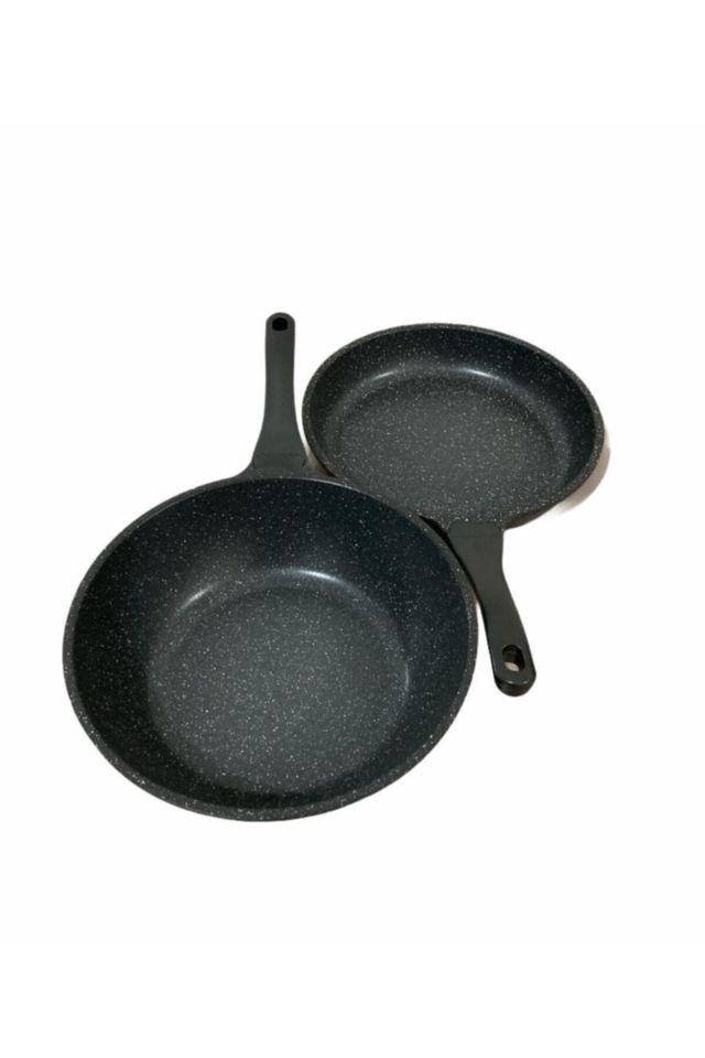 2'li Tava Seti Wok Tava Ve 28cm Düz Tava /gri
