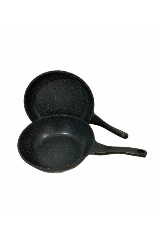 2'li Tava Seti Wok Tava Ve 28cm Düz Tava /gri