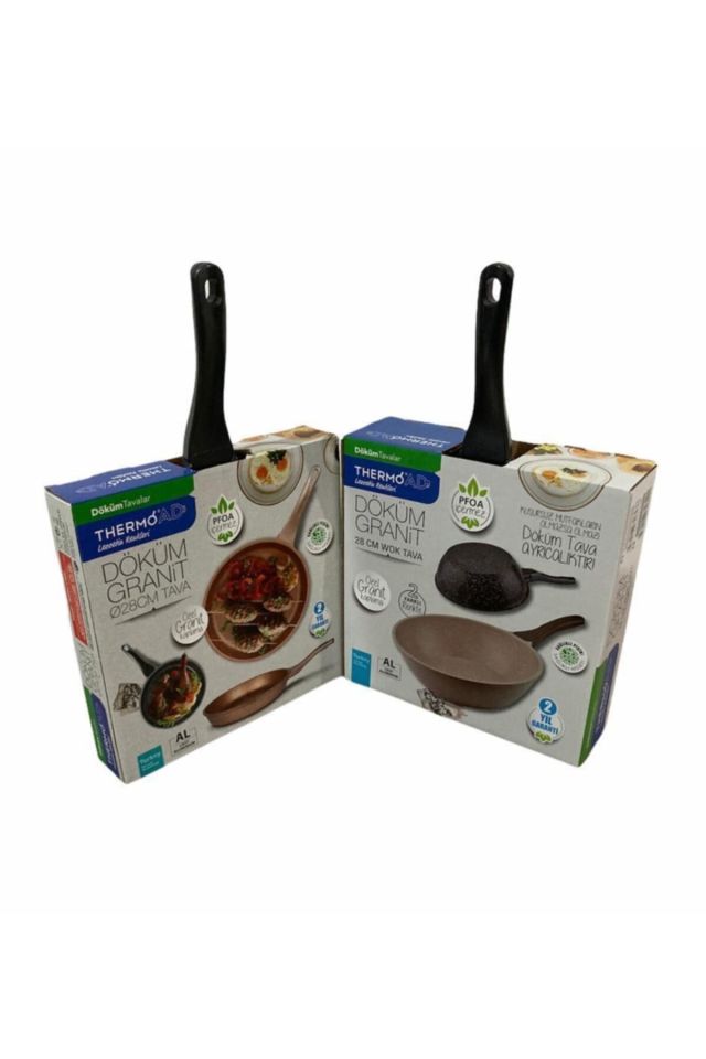 2'li Tava Seti Wok Tava Ve 28cm Düz Tava /gri