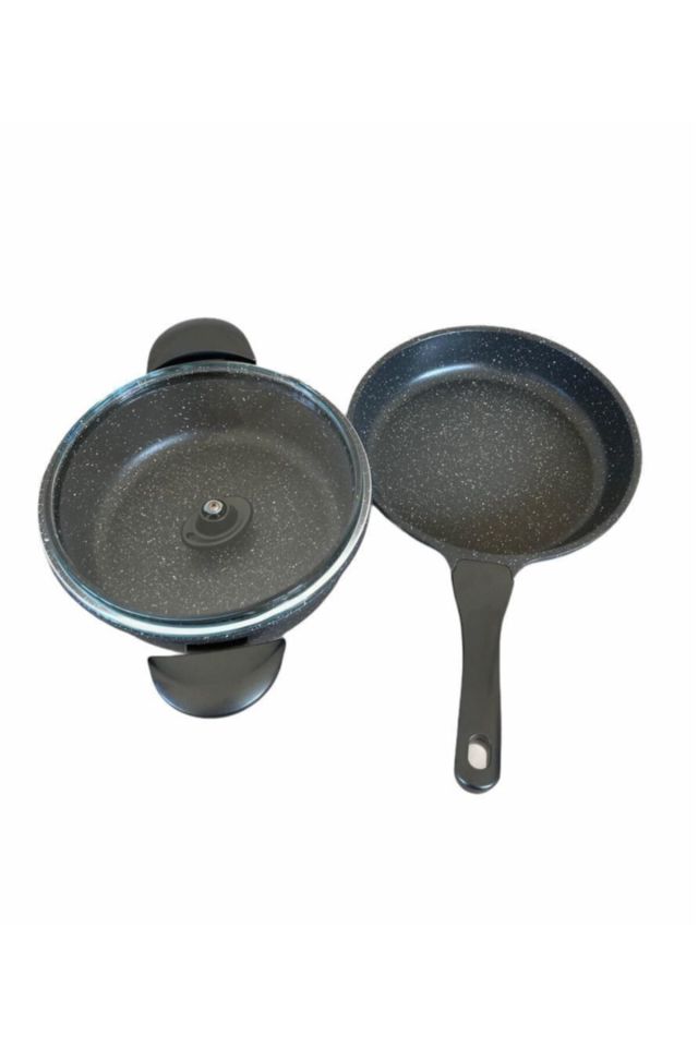 2'li Set 24cm Basık Tencere Ve 24cm Tava /gri
