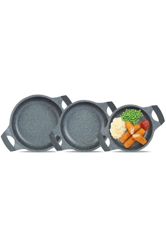 3 Parça Granit Döküm Sahan Seti Kapaksız