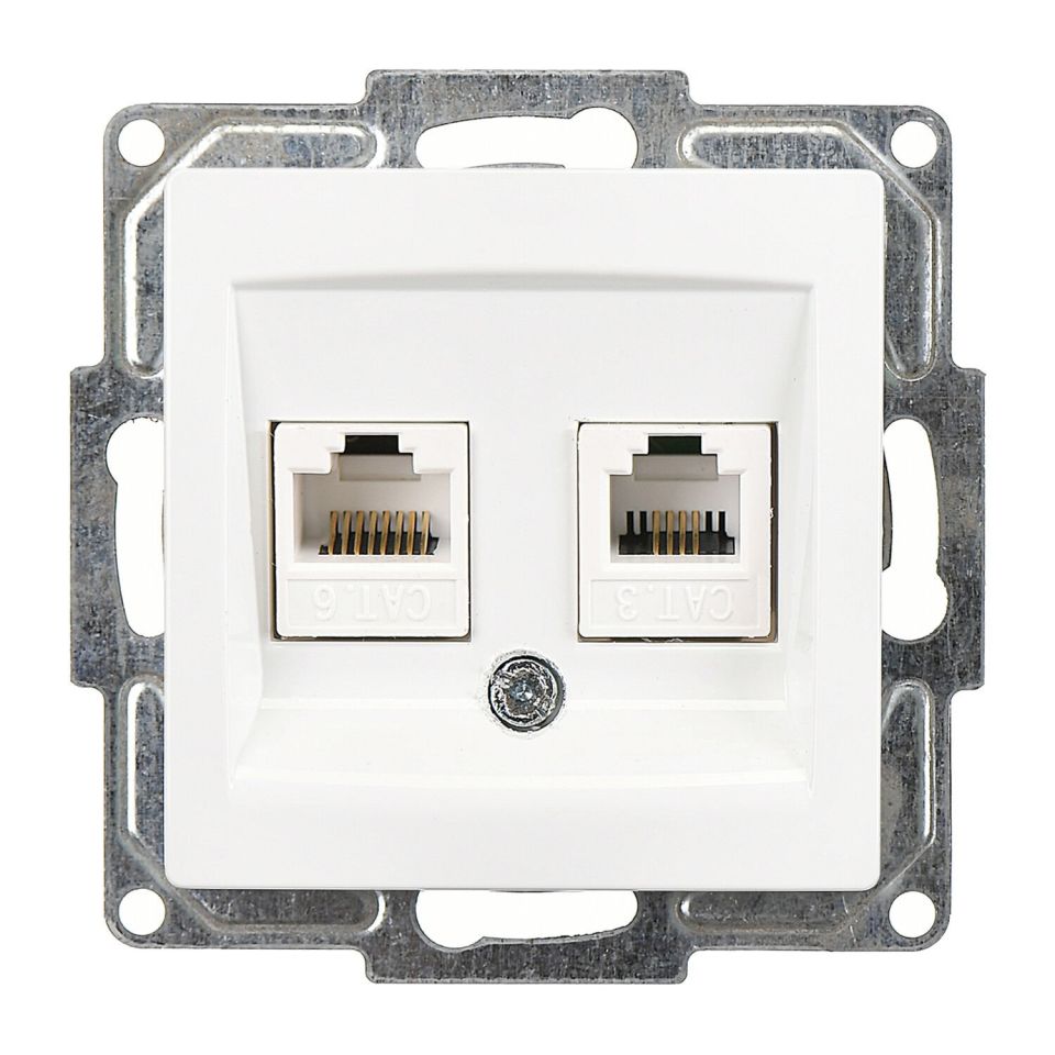 Günsan Visage Data + Nümeris Telefon Prizi (RJ45 Cat6 + Cat3) Beyaz