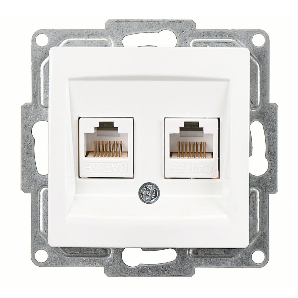 Günsan Visage Beyaz Vidalı İkili Data Prizi (2 x RJ45 Cat5E)