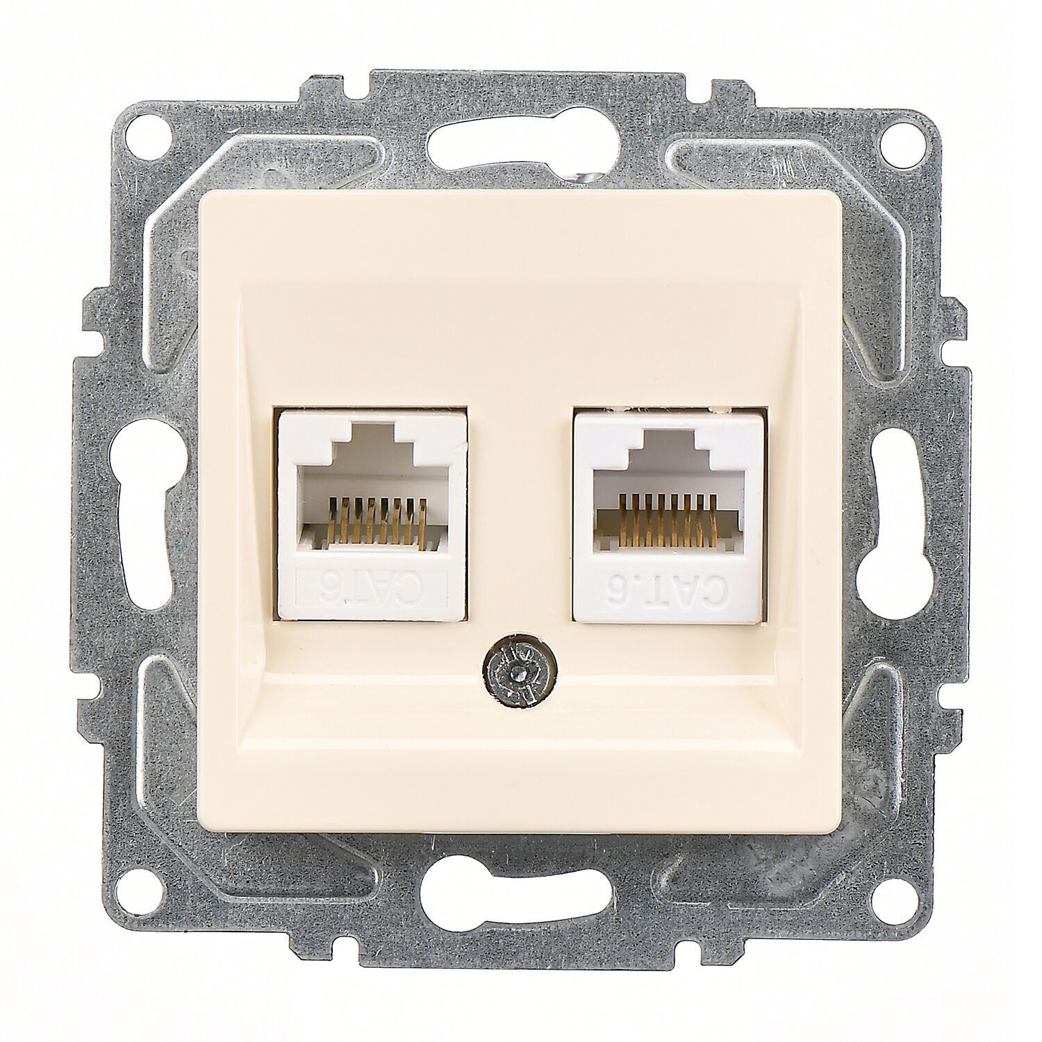 Günsan Eqona Krem Vidalı İkili Data Prizi (2 x RJ45 Cat6)