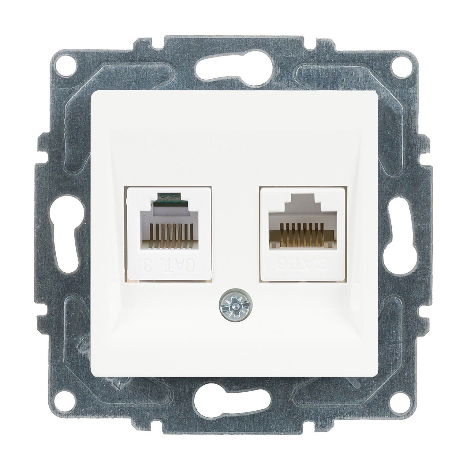 Günsan Eqona Beyaz Vidalı Data & Nümeris Telefon Prizi (RJ45 Cat5E + Cat3)