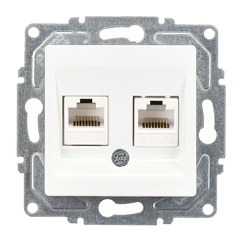 Günsan Eqona Beyaz Vidalı İkili Data Prizi (2 x RJ45 Cat6)