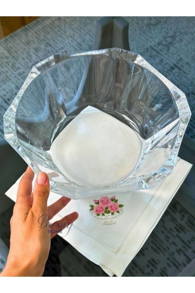 Busayhome Nude Reflection Serisi Cam Kristal Servis Kasesi, Sunumluk, Sunum Kasesi 26 Cm