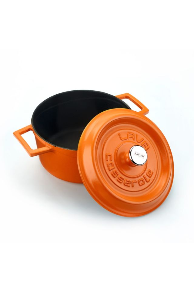 Döküm Demir Spring Yuvarlak Tencere Trendy Kapak Mat Turuncu (Ø) 20 Cm Özel Seri