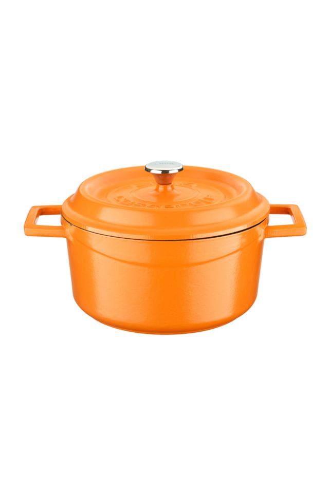 Döküm Demir Spring Yuvarlak Tencere Trendy Kapak Mat Turuncu (Ø) 20 Cm Özel Seri