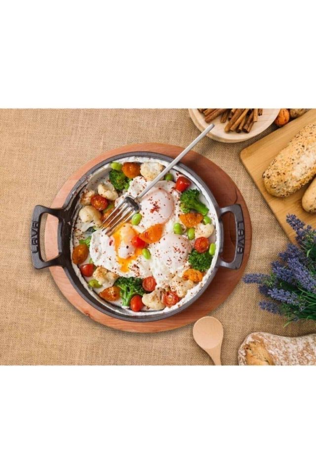 Jasper 24 Cm Kırmızı Döküm Sahan Tava Metal Kulplu Mangal Tadında