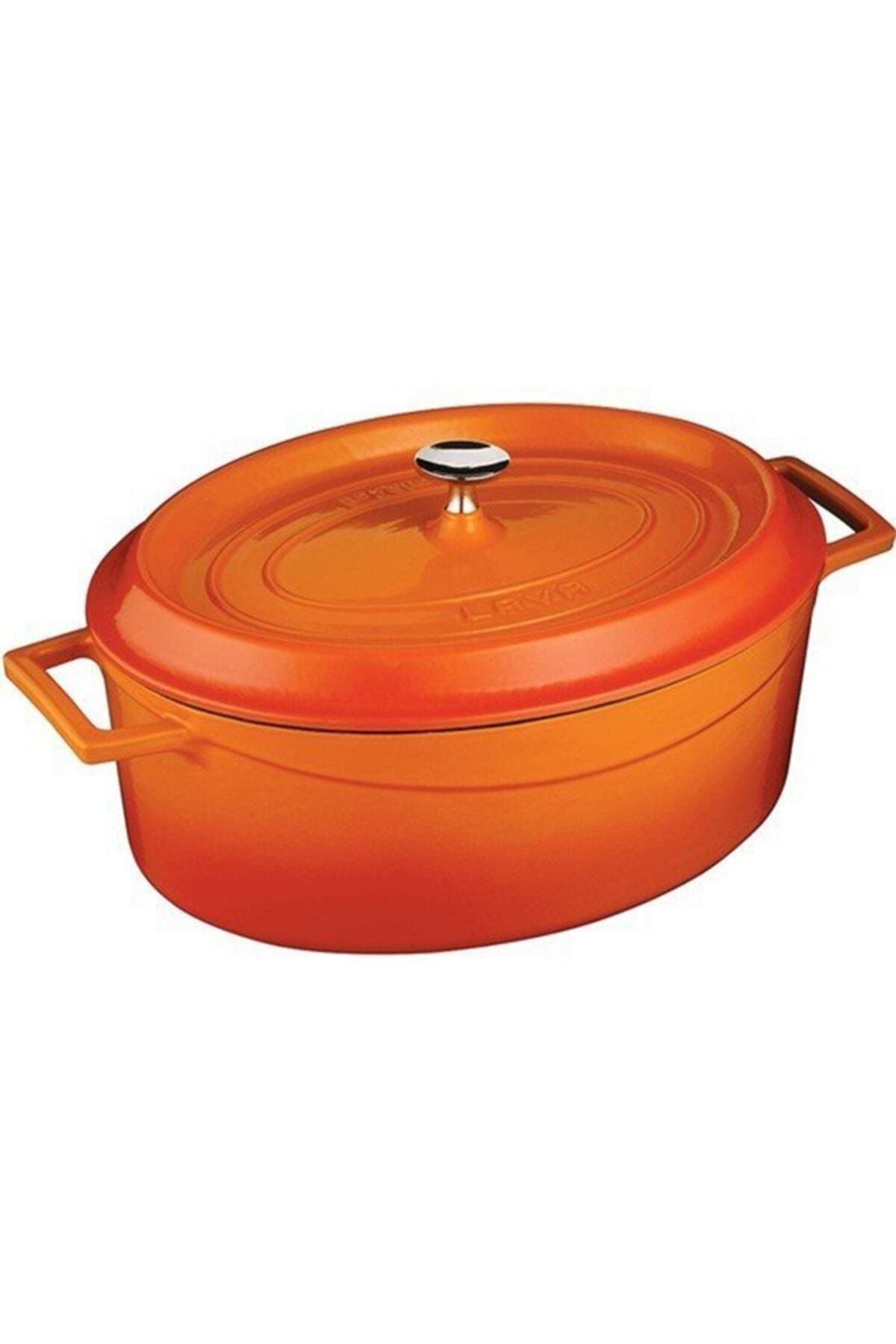 Trendy Oval 29cm Döküm Demir Tencere Turuncu
