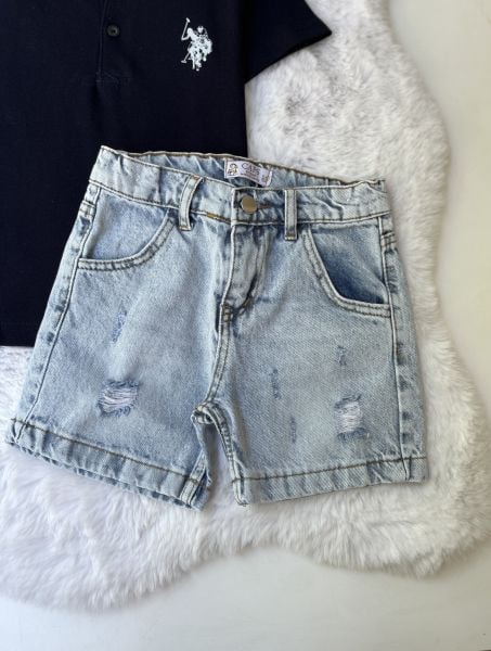 Polo yaka tişört denim takım