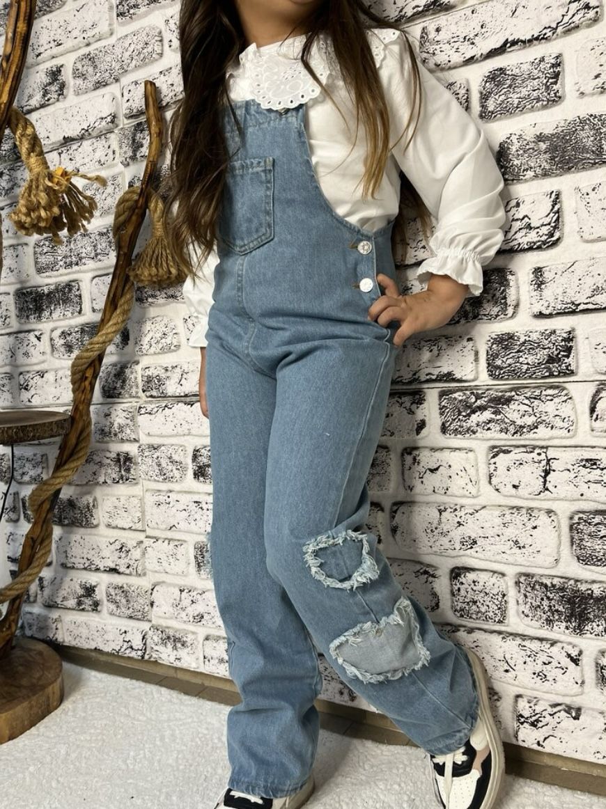 Denim kalpli Salopet