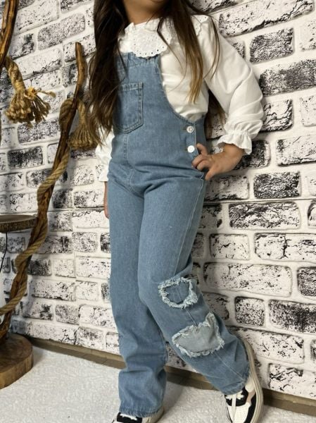 Denim kalpli Salopet
