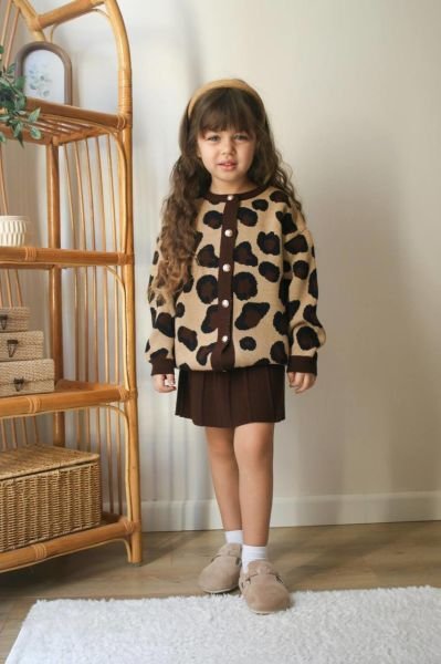 Leopar detaylı triko Takım
