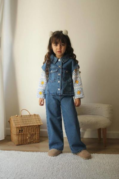 Örgülü denim model takım