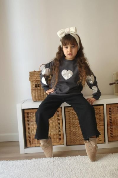Yaldızlı kalplı sweet taşlı pantolon