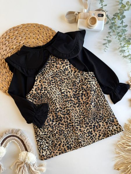 Leoparlı jile siyah bebe yaka üst