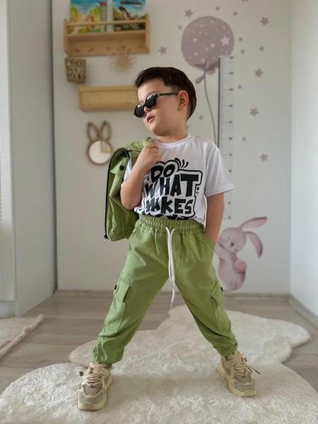 Gabardin kumaş yeşil 3lü Set