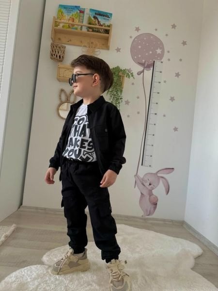Gabardin kumaş siyah 3lü set