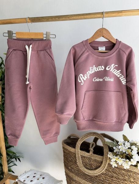 Gül kurusu sweatshirtlü takım