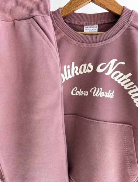 Gül kurusu sweatshirtlü takım