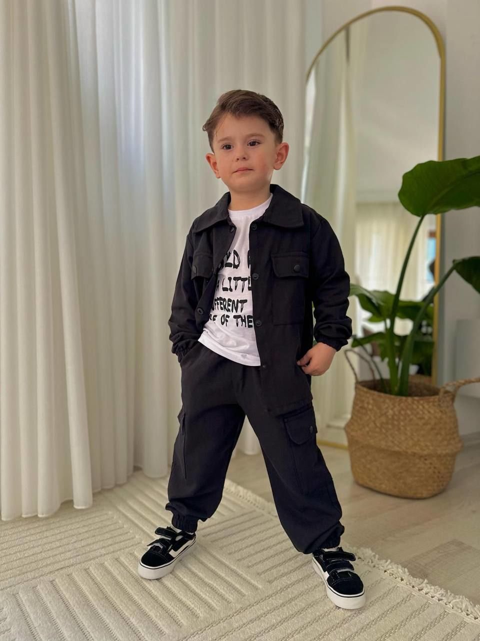 3lü Gabardin set siyah