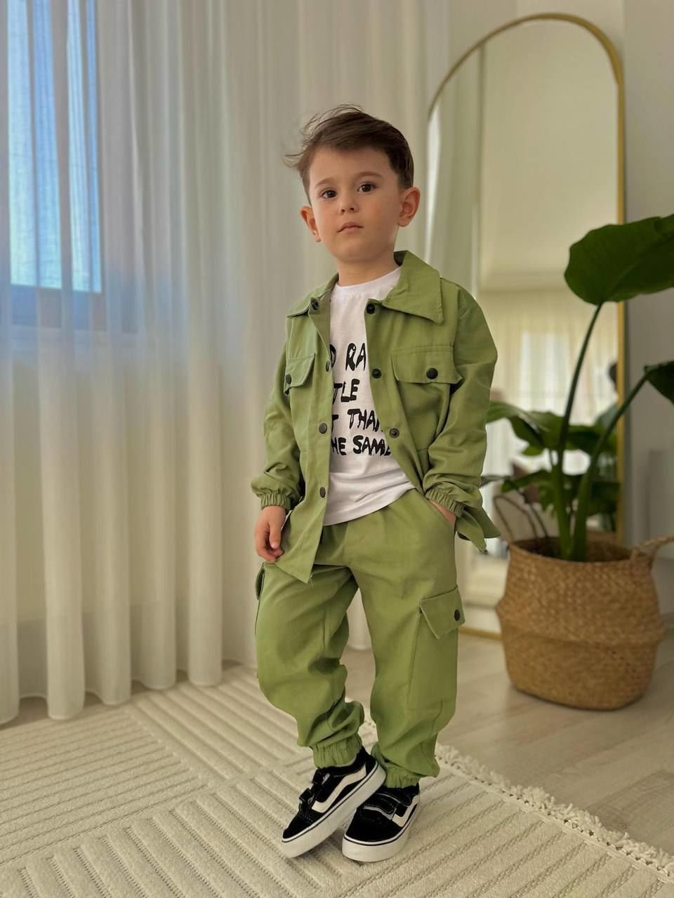 3lü Gabardin set yeşil