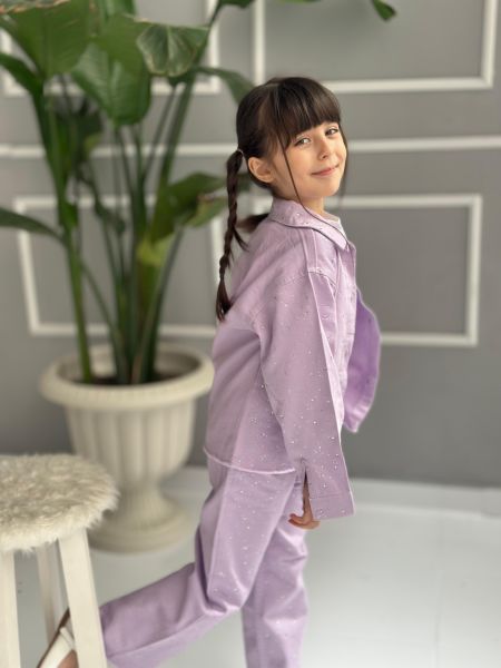 Lila taşlı takım