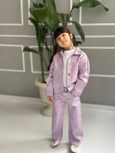 Lila taşlı takım