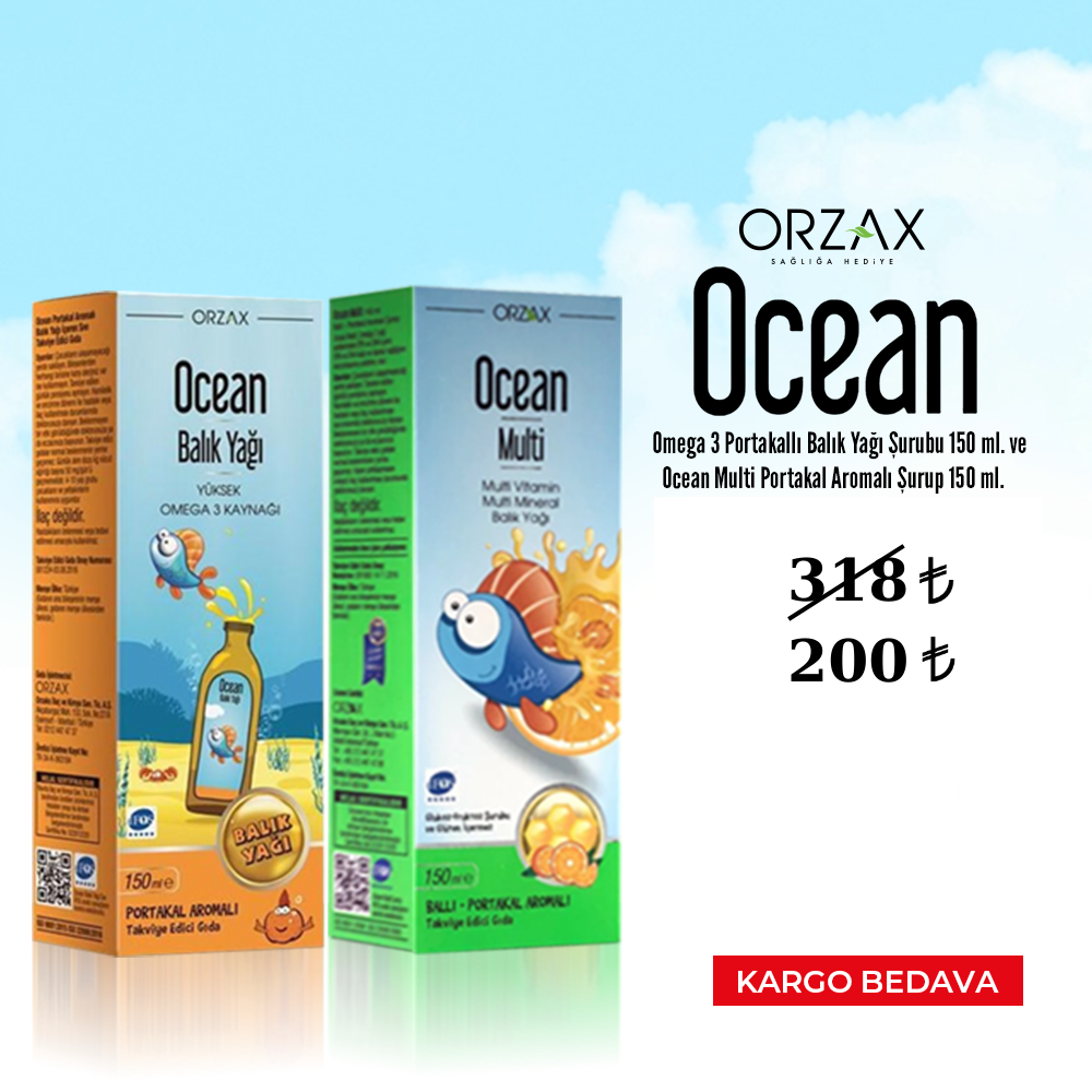 Ocean Omega 3  Balık Yağı Şurup  ve Ocean  Multi Portakallı Şurup 2 li Paket