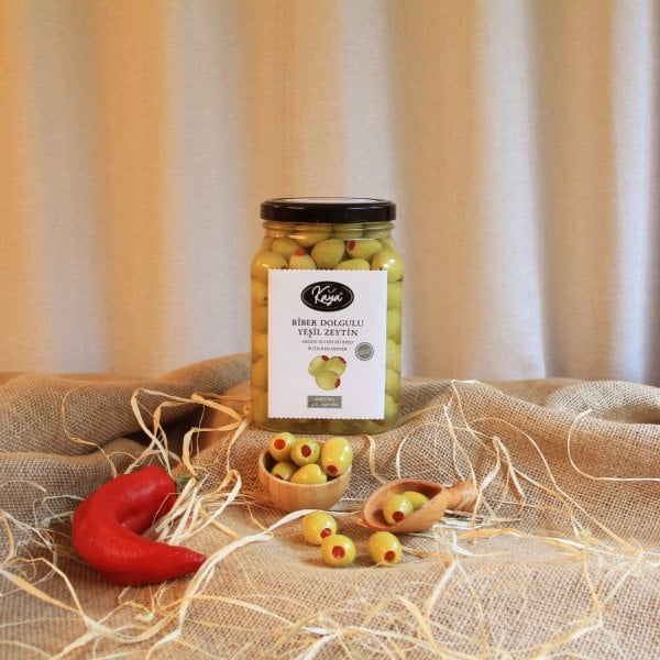 Biber Dolgulu Yeşil Zeytin (900gr Cam)