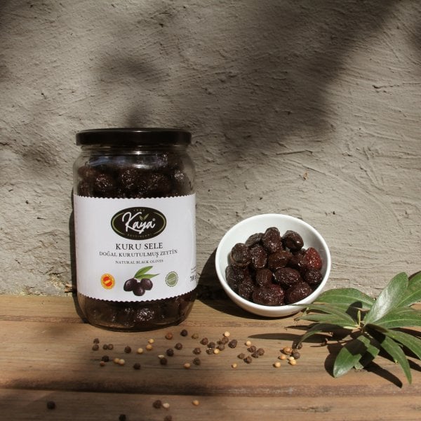 Kuru Sele Doğal Kurutulmuş Siyah Zeytin (400gr Cam)