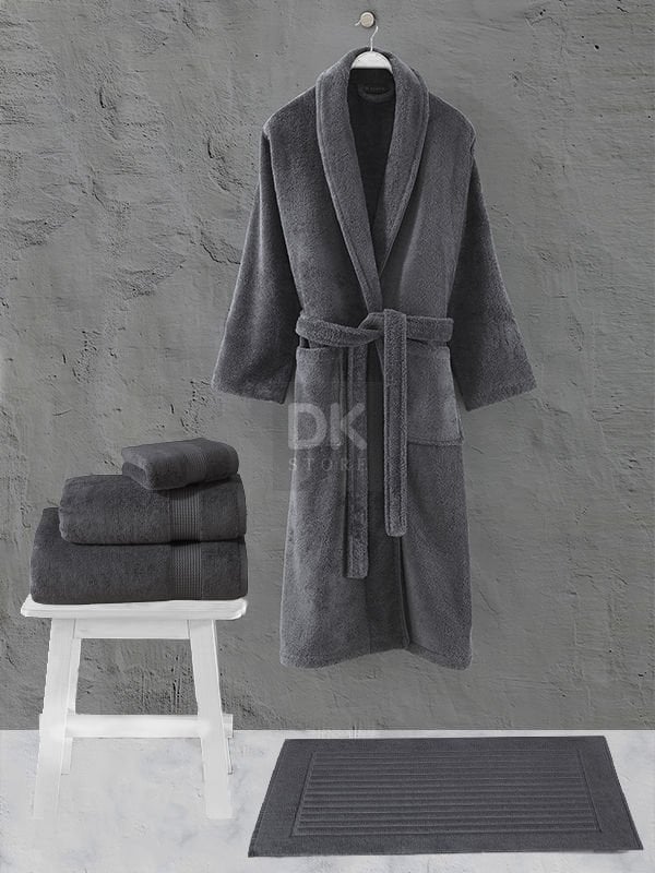 Sicilia 5'li Havlu Bornoz Set Antrasit